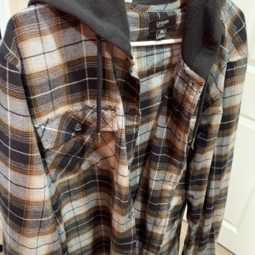 Plaid button up hoodie